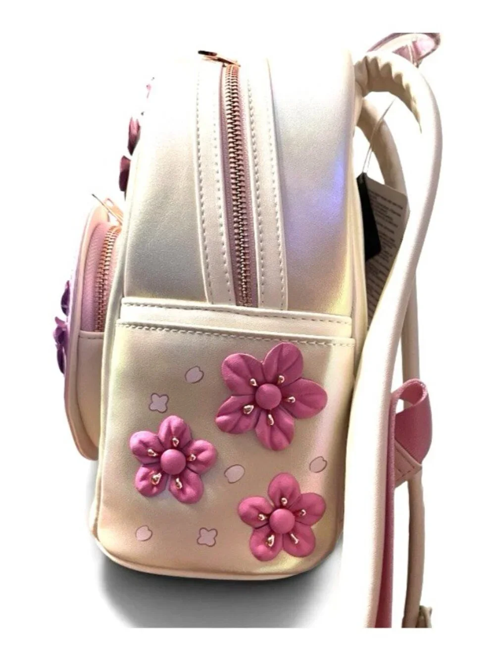 Loungefly Disney Stitch & Angel Pastel Cherry Blossoms Iridescent Backpack NWT